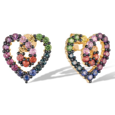 14KYB Earrings Green Garnet,London Blue Topaz,Orange Sapphire,Pink Sapphire,Rhodolite Garnet,Amethyst,Yellow Sapphire,Blue Sapphire (E320648MUL14KYB)