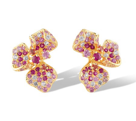 14KR Earrings Pink Sapphire,Ruby,White Sapphire,Yellow Sapphire,Orange Sapphire (E320653MUL14KR)