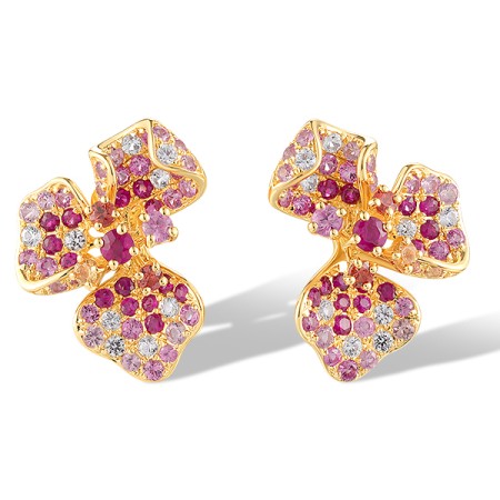 14KR Earrings Pink Sapphire,Ruby,White Sapphire,Yellow Sapphire,Orange Sapphire (E320653MUL14KR)