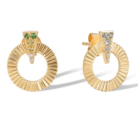 14KY Earrings Blue Topaz (Swiss Blue),Diamond,Green Garnet,London Blue Topaz,Peridot (E320657MUL14KY)