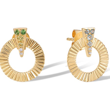 14KY Earrings Blue Topaz (Swiss Blue),Diamond,Green Garnet,London Blue Topaz,Peridot (E320657MUL14KY)