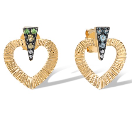 14KYB Earrings Peridot,Blue Topaz (Swiss Blue),Diamond,Green Garnet,London Blue Topaz (E320660MUL14KYB)