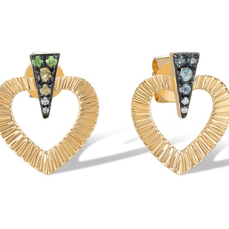 14KYB Earrings Peridot,Blue Topaz (Swiss Blue),Diamond,Green Garnet,London Blue Topaz (E320660MUL14KYB)