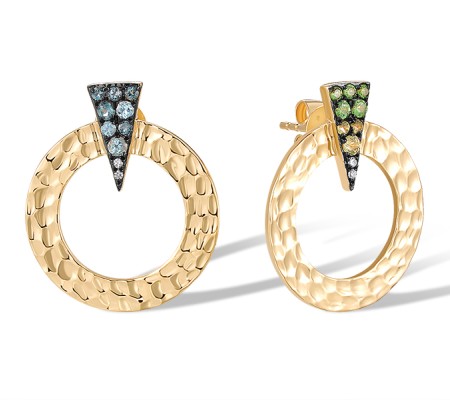 14KYB Earrings Green Garnet,London Blue Topaz,Peridot,Blue Topaz (Swiss Blue),Diamond (E320661MUL14KYB)