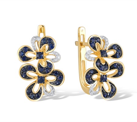 14KYWB Earrings Blue Sapphire,Diamond (E320682SAP14KYWB)