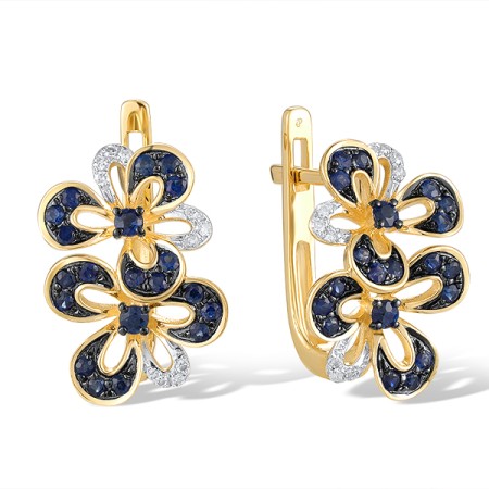 14KYWB Earrings Blue Sapphire,Diamond (E320682SAP14KYWB)