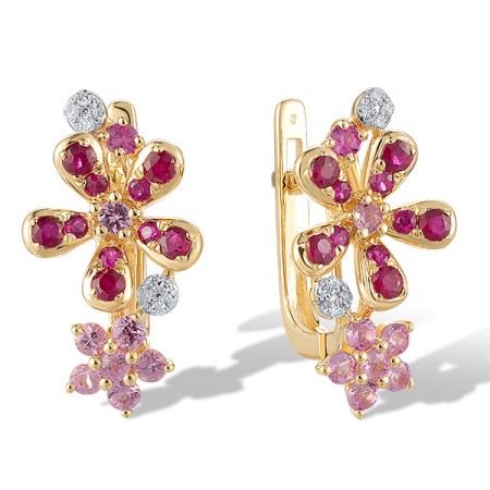 14KYW Earrings Diamond,Pink Sapphire,Ruby (E320683PRU14KYW)