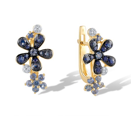 14KYWB Earrings Blue Sapphire,Diamond (E320683SAP14KYWB)