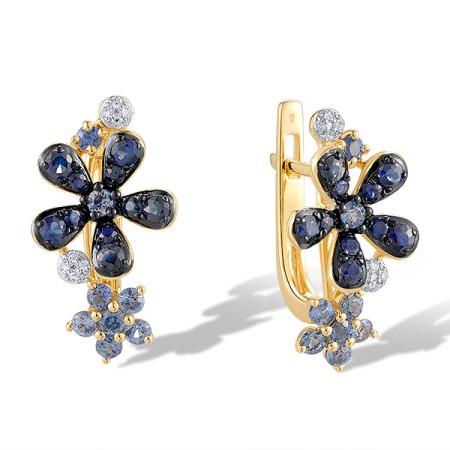 14KYWB Earrings Blue Sapphire,Diamond (E320683SAP14KYWB)