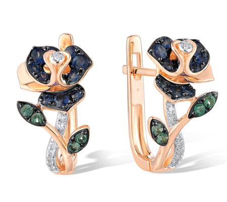 14KRWB Earrings Blue Sapphire,Diamond,Emerald (E320686EMS14KRWB)