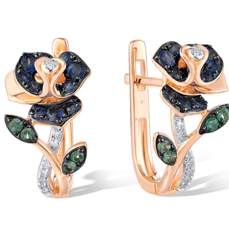 14KRWB Earrings Blue Sapphire,Diamond,Emerald (E320686EMS14KRWB)