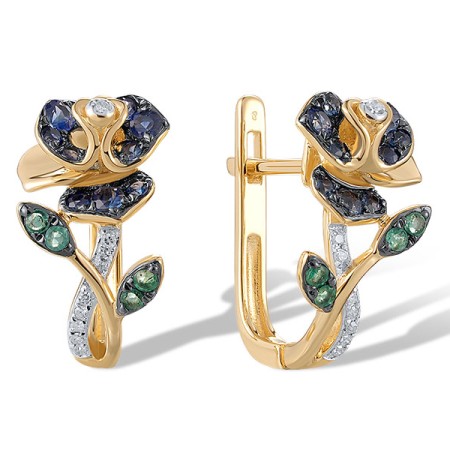 14KYWB Earrings Emerald,Blue Sapphire,Diamond (E320686EMS14KYWB)