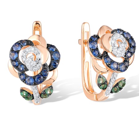 14KRWB Earrings Blue Sapphire,Diamond,Emerald (E320687EMS14KRWB)
