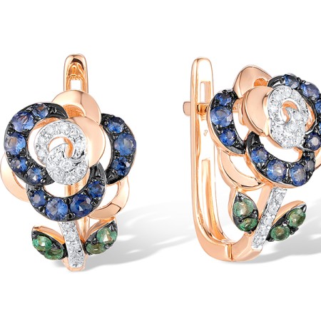 14KRWB Earrings Blue Sapphire,Diamond,Emerald (E320687EMS14KRWB)