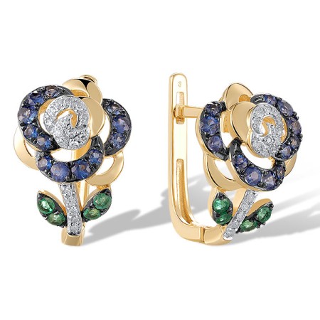 14KYWB Earrings Diamond,Emerald,Blue Sapphire (E320687EMS14KYWB)
