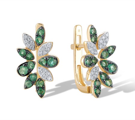 14KYWB Earrings Emerald,Diamond (E320696EMR14KYWB)