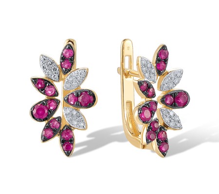 14KYWB Earrings Diamond,Ruby (E320696RUY14KYWB)