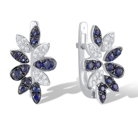 14KWB Earrings Blue Sapphire,Diamond (E320696SAP14KWB)