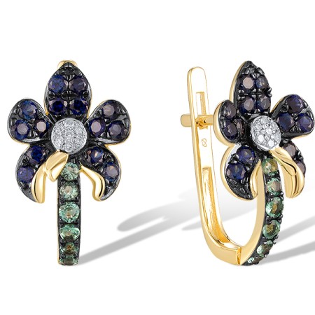 14KYWB Earrings Diamond,Emerald,Blue Sapphire (E320700EMS14KYWB)