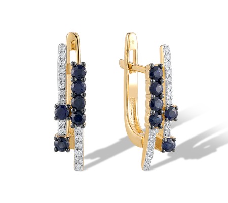 14KYWB Earrings Blue Sapphire,Diamond (E320702SAP14KYWB)