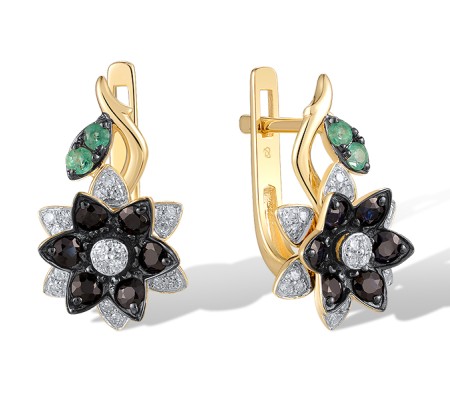 14KYWB Earrings Blue Sapphire,Diamond,Emerald (E320705EMS14KYWB)