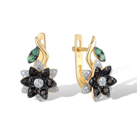 14KYWB Earrings Blue Sapphire,Diamond,Emerald (E320705EMS14KYWB)