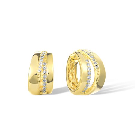 Sterling Silver w/ Yellow Plating Earrings White Cubic Zirconia (E320710WCZSY925)