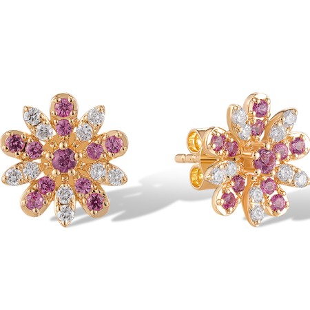 14KR Earrings Diamond,Pink Sapphire (E320727PIS14KR)