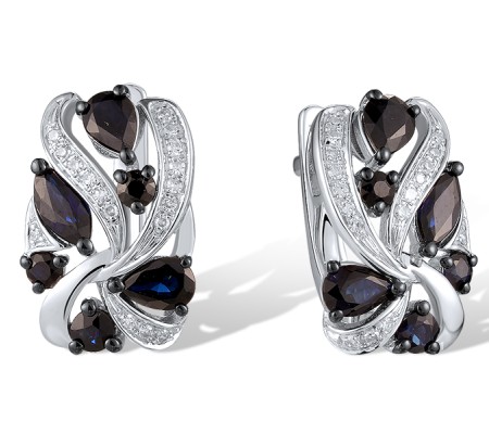 14KWB Earrings Blue Sapphire,Diamond (E320732SAP14KWB)