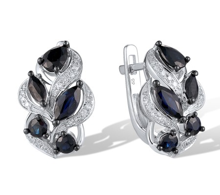 14KWB Earrings Blue Sapphire,Diamond (E320733SAP14KWB)