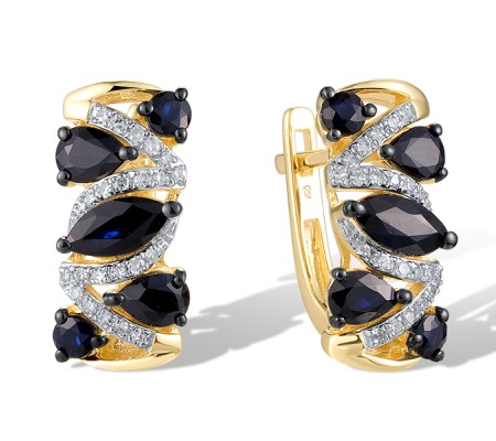 14KYWB Earrings Diamond,Blue Sapphire (E320734SAP14KYWB)