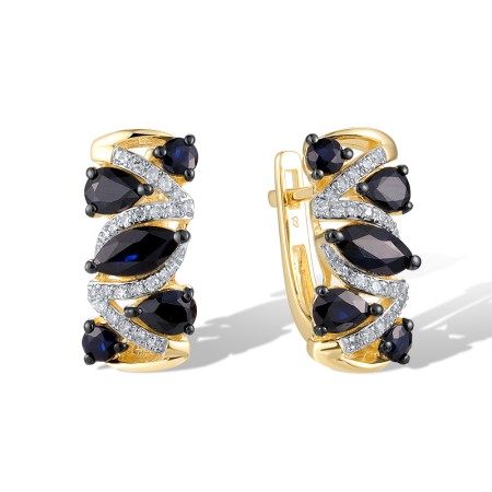 14KYWB Earrings Diamond,Blue Sapphire (E320734SAP14KYWB)