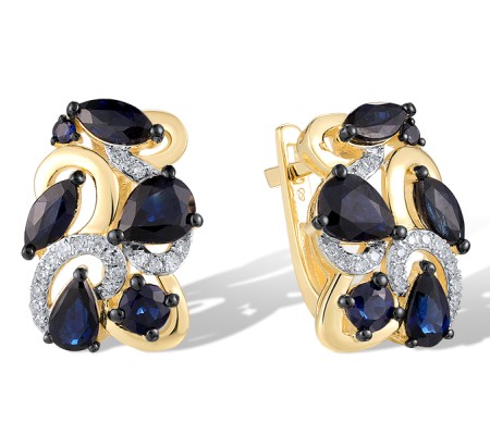 14KYWB Earrings Blue Sapphire,Diamond (E320735SAP14KYWB)