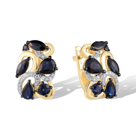 14KYWB Earrings Blue Sapphire,Diamond (E320735SAP14KYWB)