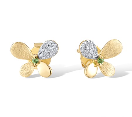 14KYW Earrings Diamond,Green Garnet (E320739GNG14KYW)