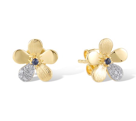 14KYW Earrings Diamond,Blue Sapphire (E320741SAP14KYW)