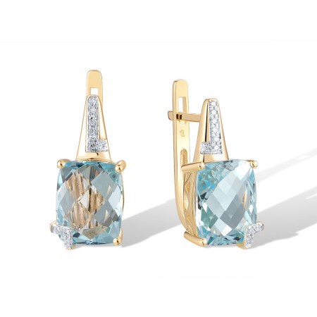 14KYW Earrings Blue Topaz (Sky Blue),Diamond (E320768BKT14KYW)