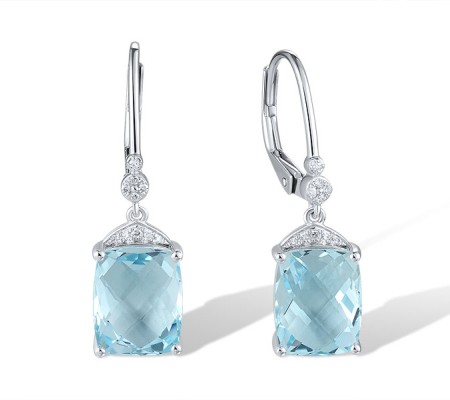 14KW Earrings Blue Topaz (Sky Blue),Diamond (E320769BKT14KW)