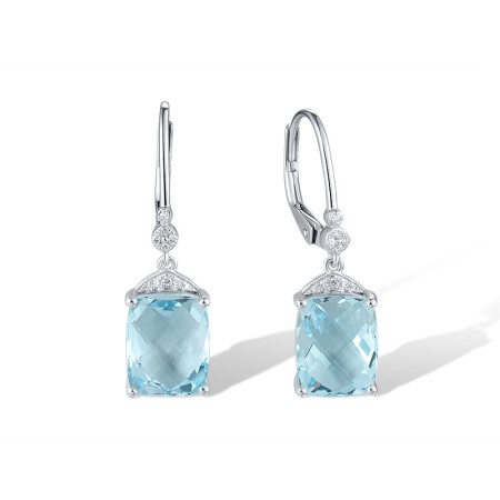 14KW Earrings Blue Topaz (Sky Blue),Diamond (E320769BKT14KW)
