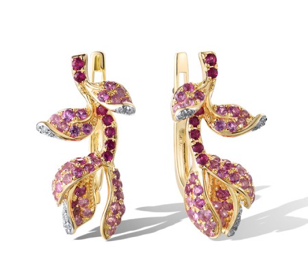14KYW Earrings Diamond,Pink Sapphire,Ruby (E320779PRU14KYW)
