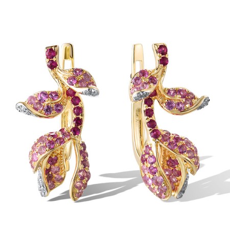 14KYW Earrings Diamond,Pink Sapphire,Ruby (E320779PRU14KYW)