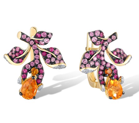 14KYWB Earrings Ruby,Citrine,Diamond,Pink Sapphire (E320780CPSR14KYWB)