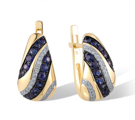 14KYWB Earrings Blue Sapphire,Diamond (E320781SAP14KYWB)
