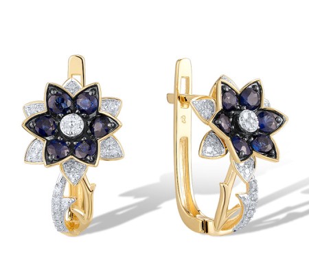 14KYWB Earrings Diamond,Blue Sapphire (E320805SAP14KYWB)