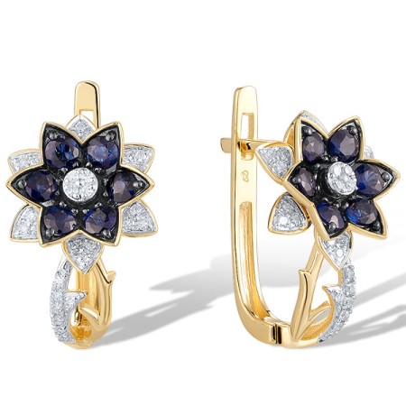 14KYWB Earrings Diamond,Blue Sapphire (E320805SAP14KYWB)