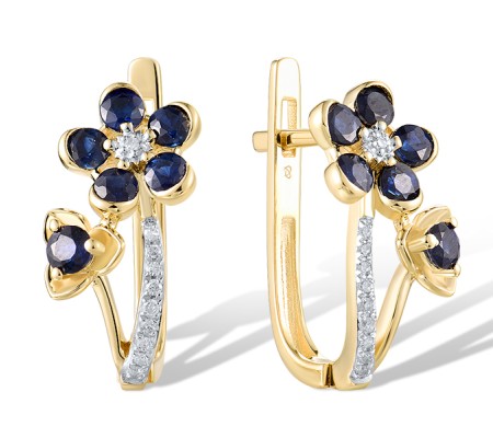 14KYWB Earrings Blue Sapphire,Diamond (E320807SAP14KYWB)