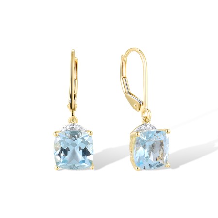 14KYW Earrings Blue Topaz (Sky Blue),Diamond (E320819BKT14KYW)