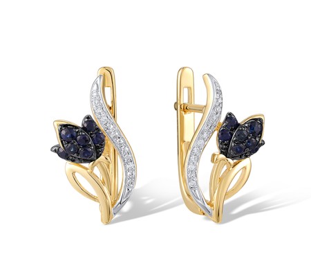 14KYWB Earrings Blue Sapphire,Diamond (E320867SAP14KYWB)