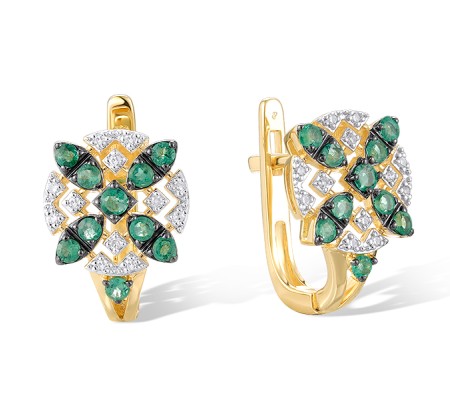 14KYWB Earrings Diamond,Emerald (E320930EMR14KYWB)