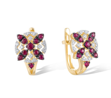 14KYWB Earrings Diamond,Ruby (E320930RUY14KYWB)